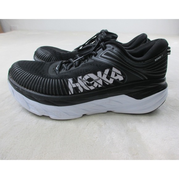 HOKA One One Bondi 7 Women's Running Shoes Size 9D Wide Sneakers Black White - Picture 3 of 16